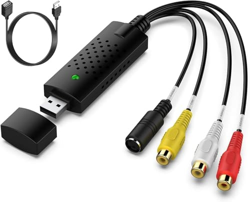 USB Video Capture,Video Capture Card,RCA to USB Video Converter, VHS Mini DV VCR Hi8 DVD to Digital Converter for PC TV, MAC Windows Vista Compatible