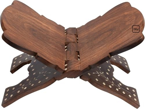 TRV Support de livre sacré en bois sculpté à la main – Coran, Bible, Gita (grand)