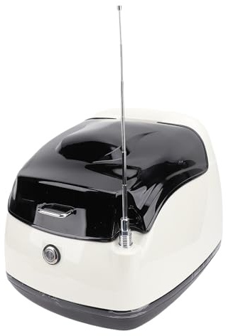 Fockety Motorrad Topcase, 38 L Retro Motorrad Trägerkoffer mit Weicher Rückenlehne, Schlossschlüssel, Elektrofahrräder, Roller, Topcase, Motorrad Kofferraumbox, Gepäck Heckbox für (Weiß + schwarz)