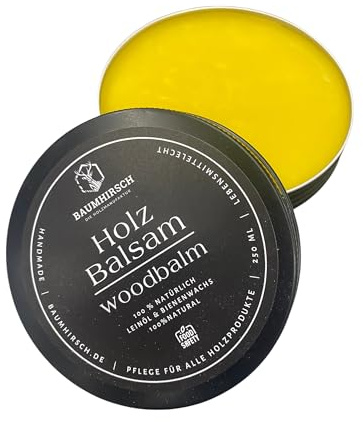 Baumhirsch Baume pour bois - Cire naturelle incolore fabriquée en Allemagne - Cire d'abeille et huile de lin - Polissage pour meubles pour planches à découper, bois et meubles - 100 % naturel et