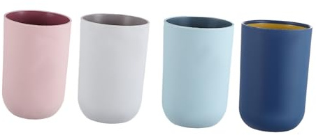 Anneome 4piezas Vasos para Cepillos De Dientes Resistentes y Apilables con Base Antideslizante Diseño Sencillo para Baño y Viaje Reutilizables y Fáciles De Limpiar