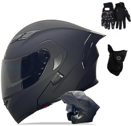Casco de Moto Modular, con Doble Visera Cascos de Motocicleta, Casco Integral ECE Homologado, para Mujeres y Hombres(C10,L(57~58CM))