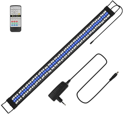 Peviasot Aquarium LED Beleuchtung, 10 Helligkeitsstufen, 45 W 24/7-Beleuchtungsmodus, Aquarium-Lichtleiste mit Einstellbarer Timer, Geeignet für Süßwasseraquarien von 120-140 cm, Wasserdicht