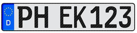 PLATEHOLDER® Kfz Kennzeichen | Carbon | DIN Zertifiziert | 520x112mm | Für Auto Fahrradträger Anhänger | offizielle Nummernschilder 1 Stück