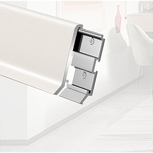 plinthes Plinthe Métallique En Aluminium Imperméable Pour Salle De Bain, Cuisine, Balcon, Plinthe Blanche Pour Murs, Hauteur 4, 6, 8 Cm(21PCS H 8CM)