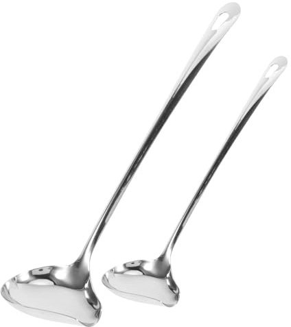 Angoily Cuchara para Salsas de Acero Inoxidable Boquilla Juego 2 Piezas Grande y Pequeño Cucharón Sopero para Restaurantes Utensilio para Servir Sopas y Guisos