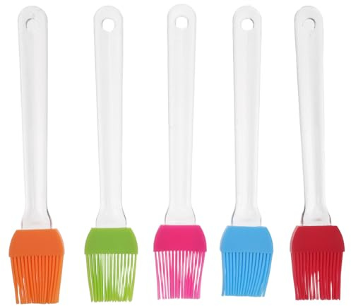 VICASKY Lot de 5 Pinceaux à Badigeonner en Silicone Transparent Résistants à la Chaleur pour Barbecue et Pâtisserie Pinceaux à Sauce et Marinade Ustensiles Cuisine Polyvalents