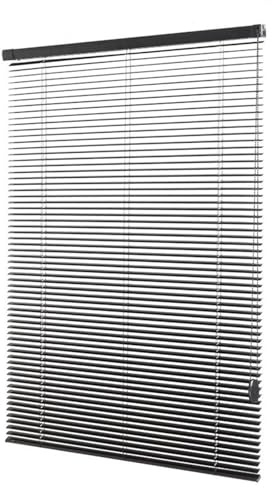 LRYELWA Alu-Jalousie ohne Bohren,Sichtschutz,Lichtschutz,Blendschutz,Sonnenschutz,Aluminium-Jalousie,25 mm Lamellen für Zuhause,Büro,Badezimmer,Küche,Fenster,Türen,Schwarz (165cm x 210cm)