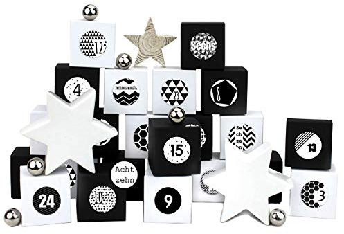 Papierdrachen Adventskalender 2025 zum Befüllen - 24 Geschenkboxen in Schwarz-Weiß mit Zahlenaufklebern - Kisten zum Gestalten & Dekorieren