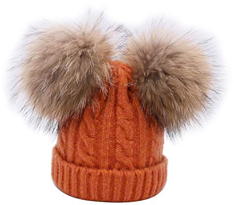BeFur Kinder Winter Zopfmuster Bommelmütze Hut Beanie Cap mit Zwei Bommel