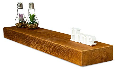 levandeo Wandregal Holz Massiv 100x20cm Teak Farbig Wandboard Vintage Rustikal Design Natur Regal Bord