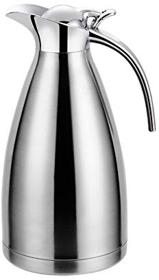 Vacuum Jug 304 Stainless Steel Double-Wall Vacuum Insulated Coffee Pot Coffee Plunger Juice/Milk/Tea Insulation Pot,Silver,1 L（24 Hours Insulation）