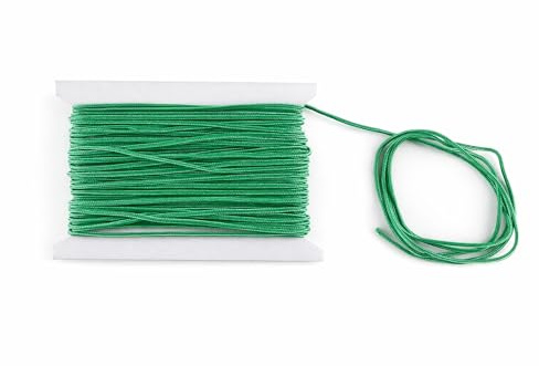 WedDecor Braided Nylon Cord 1.2mm Paracord Satin Twisted Synthetic String Rattail Cords for Crafting, Beading, Macrame, Tassel, DIY Projects, Accessories, 10M, Green