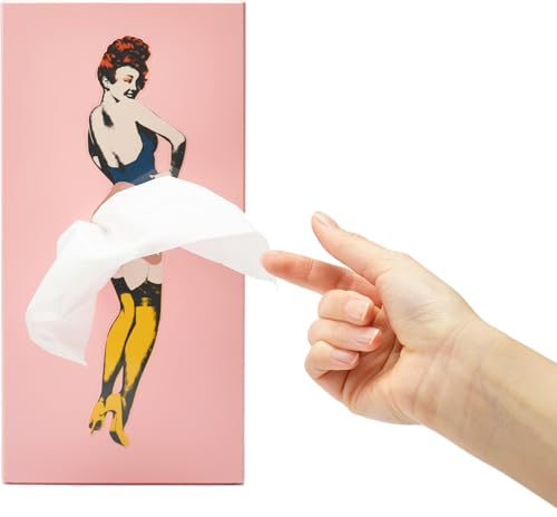 Spextrum Taschentuchbox mit fliegendem Rock, charmanter Vintage-Pop-Art-Taschentuchhalter, lässt Sich nach jedem Spender, neu stylen, verleiht Raum eine dekorative Note, entworfen von (Pink)