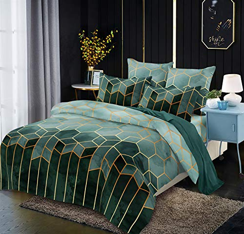 Luofanfei Bettwäsche 155x 220 Gestreift 3 teilig Dunkelgrün Bettbezug Set | Zweiteilig Mit Reißverschluss Streifen Geometrisch Muster Microfaser Modern Bettdeckenbezug Jugendliche Jungen