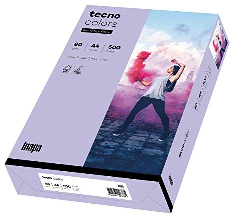 inapa farbiges Druckerpapier, buntes Papier tecno Colors: 80 g/m², A4, 500 Blatt, violett