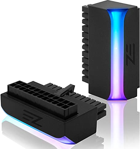 EZDIY-FAB ATX-Netzstecker, 24-polig, 90 Grad, 5 V, 3-polig, ARGB Regenbogen, Buchse auf Stecker, Netzteil für Computer-Motherboard, ATX-Netzteil – 1 Stück