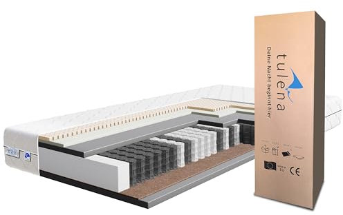 TULENA NOX Taschenfederkern Matratze 90x200 Federkernmatratze H3 + H4 Comfort Plus 24cm hoch Probeschlafen Rollmatratze Wendematratze
