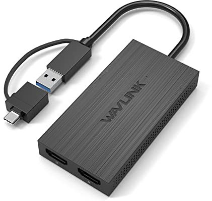 Adaptateur Graphique vidéo USB 3.0 vers DVI/VGA/HDMI pour Plusieurs écrans jusqu'à 2048 x 1152, Prend en Charge Windows 10, 8.1, 7, XP (USB 3.0 vers Double HDMI)