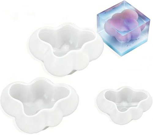 3 Piezas Nube Moldes de Silicona, 3D en forma de nube de chocolate molde de silicona molde de cubitos de hielo DIY moldes de velas antiadherente en forma de nube de caramelo decoración de tartas
