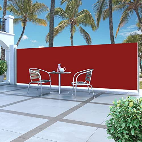(Schneller Versand) Rollbare Seitenmarkisen, Sichtschutz für Balkone, Gärten, Pools Ausziehbare Seitenmarkise 160 x 500 cm Rot