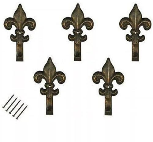 VIDOELETTRONICA® Set da 15 Ganci Bronzo, Appendino per Quadro, Forma Giglio, Fiorentino con Chiodi, 44 mm