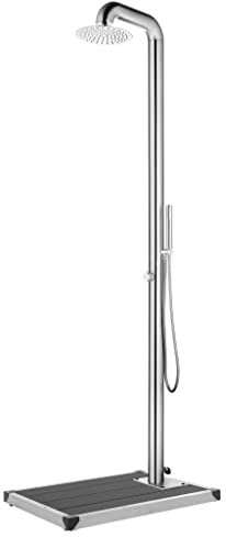 INLIFE Gartendusche mit Grauer Bodenplatte 230 cm Edelstahl-0784-0784