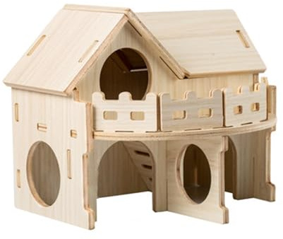 TOKAYIFE Hamsterhaus, Holzhaus für Haustiere, Kleintierversteck, natürliches Wohnhaus für Zwerghamster, Rennmaus, Ratte, Streifenhörnchen(MZ-139)
