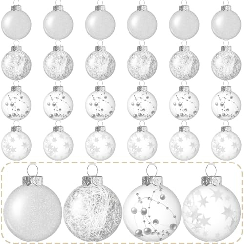 YeahBoom 24 Stück Weihnachtskugeln,6cm Christbaumkugeln,Befüllbare DIY Christbaumkugeln aus Plastik,Weihnachtskugeln Baumschmuck,Weihnachtsbaumschmuck,Weihnachten Deko für Weihnachten Party