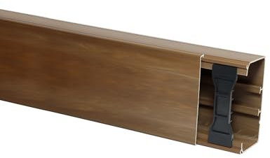 KOMIB 110 x 60 mm Kabelkanal /4 Farben/Kabelschacht / (mit Montagelochung im Boden) / je Stange 2 Meter (Braun (Holz Design), 4 x 2M = 8m)