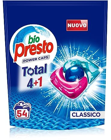 Bio Presto Power Caps Classico, Detersivo Lavatrice Predosato In Capsule, Confezione Da 54 Lavaggi