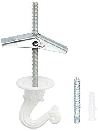 YOKIVE 2 Set Ceiling Hook Kit, Heavy Swag Hanging Hook with Mounting Screw Hanging Plants, Great for Office, Home, Daily Use (White, 1.5x1.3-Inch)