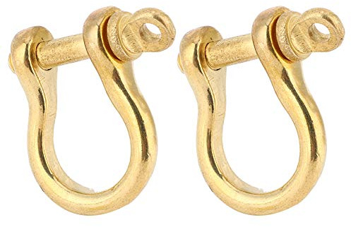LIYJTK 2pcs Boucle en Fer à Cheval en Laiton Pur Type D Anneau Manille Goupille Ancre Manille Arc Manille pour Porte-clés en Cuir en Forme De U Crochet Manille Porte-clés Crochet