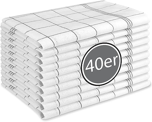 BARBONS Geschirrtücher Baumwolle Küchentücher 40er Set 50x70 cm Schwarz | Extrem Saugstark - Oeko-TEX Zertifiziert - Küchenhandtücher - Trockentücher - Geschirrhandtücher - Waschbar bis 90 C
