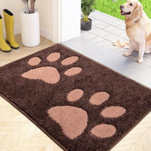 FCSDETAIL Schmutzfangmatte Innen 50 x 80 cm, Waschbarer Eingangsteppich, saugfähige Hunde-Fußmatte für schlammige Pfoten, Innenmatte für Haustür, Eingang, Haustiere