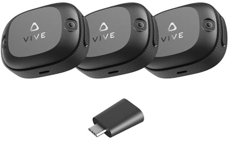 HTC VIVE Ultimate Tracker, 3 Trackers + 1 Dongle — Full-Body Tracking for VR