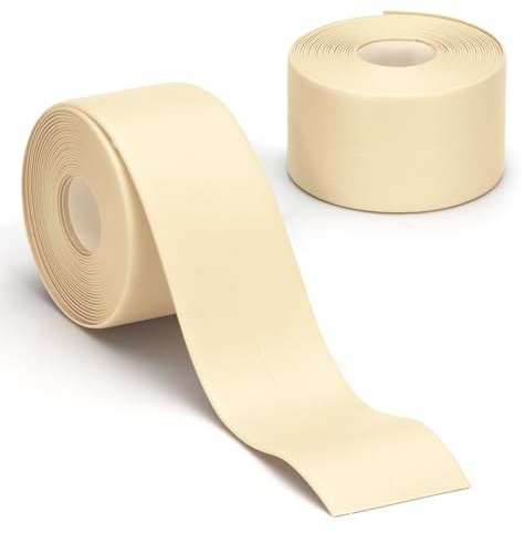 LELE LIFE 2 Rollen wasserfestes, selbstklebendes Dichtungsband, Dichtungsstreifen für Toiletten, Badezimmer, Küche, Dusche und Badewanne, 3,8 cm x 3,2 m, weiß (Beige)