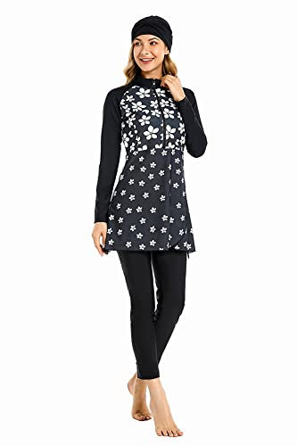 TianMaiGeLun Womens Modest Swimsuit Full Coverage Muslim Swimwear Islamic Hijab Swimming Burkini Swim Suit(XS, T1)