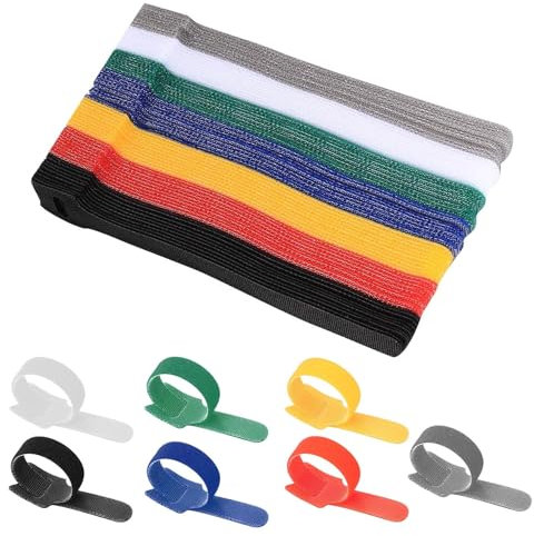 70 Pcs Cable Ties Reusable Hook and Loop Cable Straps Adjustable Tidy Fastening Strap Wire Management for Home & Office Accessories Headphones PC Wire USB Data Cables Organizer(7 Color)