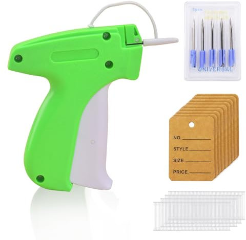 CATELL Etikettiergerät Kleidung Tagging Gun Etikettierpistole Kleidung mit 5 Ersatznadeln und 1000 Heftfäden und 100 Preisschilder Etiketten für Marke Tags Kleidung Preisschilder