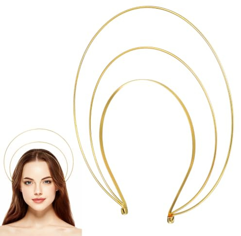 Healvian Haarreif Heiligenschein Mehrlagige Metall Halo Kronen Stirnbänd für Damen Kopfschmuck Haarreifen Sonne Gold Engel Stirnbänder Für Halloween Weihnachten