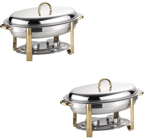 Chafing Dishes for Buffet 2 Pack, 6L Stainless Steel Round Chafers and Buffet Warmers Sets, Multifunctional Serving Food Warmer for Restaurant, Wedding, Party, Hotel