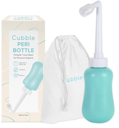 Cubble 360 ml Upside Down Peri Bottle with Washable Storage Bag for Postpartum Care for New Mums, Portable Bidet, Perineal Recovery, Feminine Hygiene Care, Spray Bottle for Toilet and Travel Use
