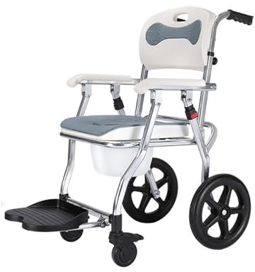 QJWM Klappbarer Dusch- Und Toilettenrollstuhl Rollender Duschstuhl Transportstuhl Mit Abnehmbarer Toilette, Duschrollstuhl Für Senioren, Behinderte A