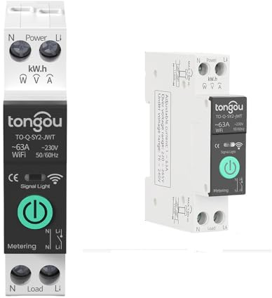 WiFi Smart Interrupteur à disjoncteur Télécommande sans fil à commande vocale Interrupteur à disjoncteur sur rail DIN Protecteur contre les surtensions et les surintensités 1-63A
