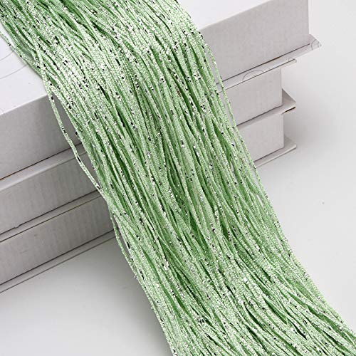 Thread Curtain 1 piece 100x200cm Glitter String Cheap Door Curtain Beads Room Dividers Beaded Fringe polyester fabric Window Panel 1x2m Fly Screen Curtain(Light Green)