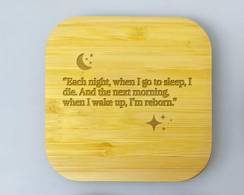 Generic 15W Fast Wireless Charger - Bamboo Wood with Inspirational Quote - LED Integrated USB-C Wireless Charger for iPhone, Samsung, Huawei & Qi-Enabled Devices