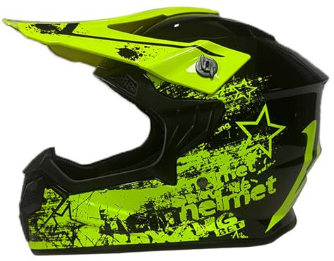 Motocross Helm für Herren Damen Jugendliche, ECE 22.06 Zertifizierung Motorradhelm, Cycling Helmet with Visor, Jugend Motorradhelme, Mit Belüftung Entlüftung, Für Scooter Roller Ski ATV(Yellow,XL)