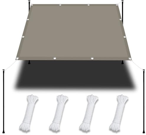 Tenda a Vela Ombreggiante Quadrata 1 x 5 m Protezione UV 98% Vela Baldacchino Antivento con Fune e Occhiellato per Giardino Piscina Balcone, Tortora