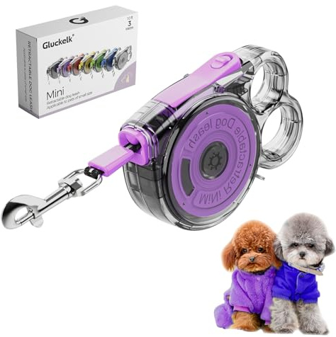Gluckelk 10ft Retractable Dog Leash for Small Dogs, Puppies, and Cats, 360° Tangle-Free, One-Handed Brake, Applicable to Pets of Small Size